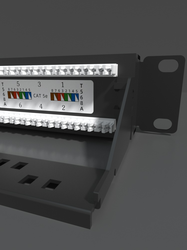 Cat5e Unshielded Coupler Patch Panel, 24-Port UTP, 1U