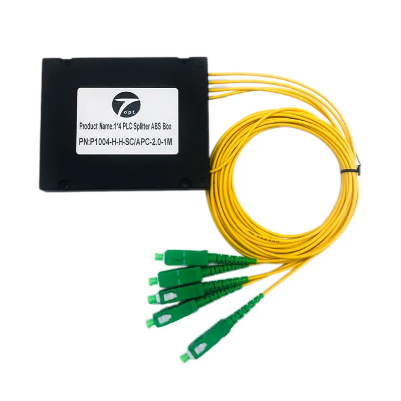 1x4 PLC Fiber Optic Splitter with SC/APC connector in ABS Box