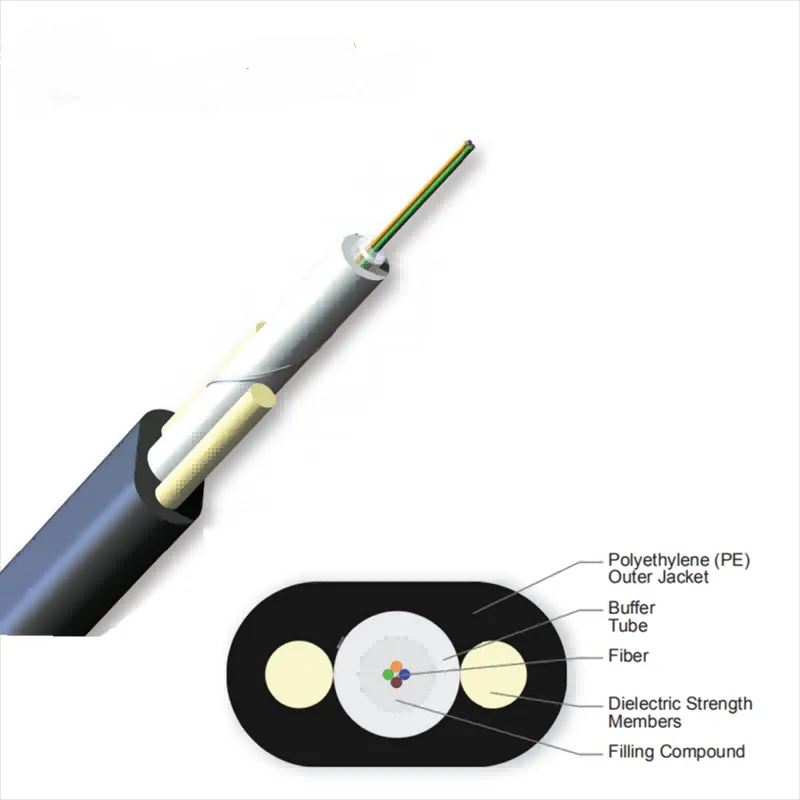 OPT-FTTX OUTDOOR FLAT DROP FIBER CABLE SELF-SUPPORTING  8 core 4 kN FRP