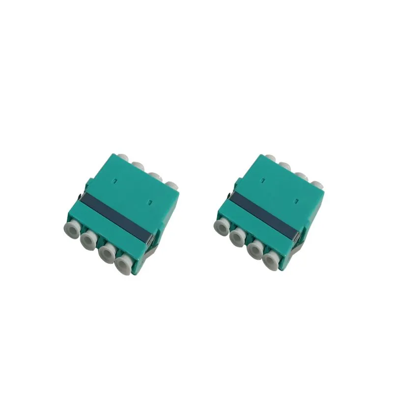 Fiber Optic Adapter LC/UPC to LC/UPC Quad OM3 Multimode with Flange