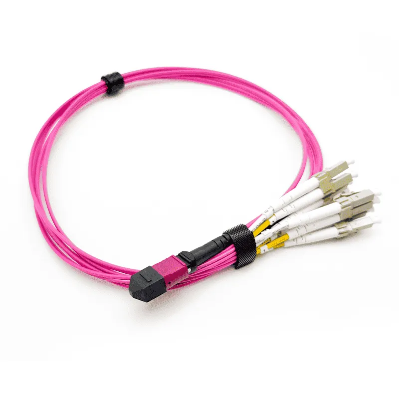 MPO Harness optical cable,MPO-8 APC (Female) to 4 LC UPC Duplex, 8 Fibers, Multimode (OM4)-01