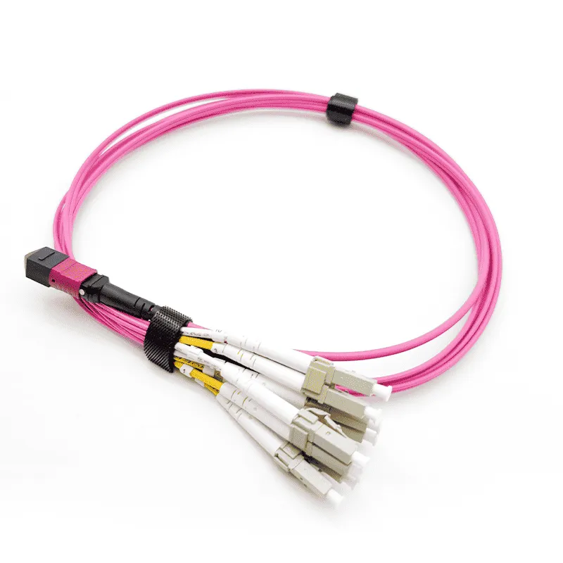 MPO Harness optical cable,MPO-8 APC (Female) to 4 LC UPC Duplex, 8 Fibers, Multimode (OM4)-04