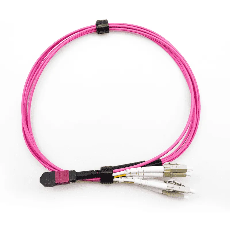 MPO Harness optical cable,MPO-8 APC (Female) to 4 LC UPC Duplex, 8 Fibers, Multimode (OM4)-02