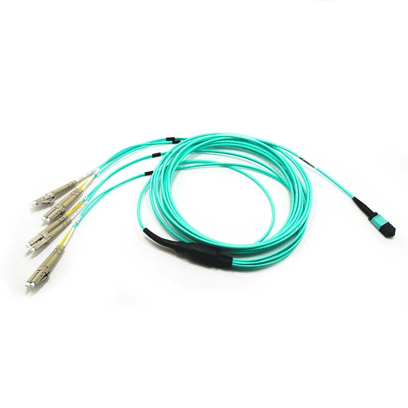 MPO Harness optical cable,MPO-8 APC (Female) to 4 LC UPC Duplex, 8 Fibers, Multimode (OM3)-01