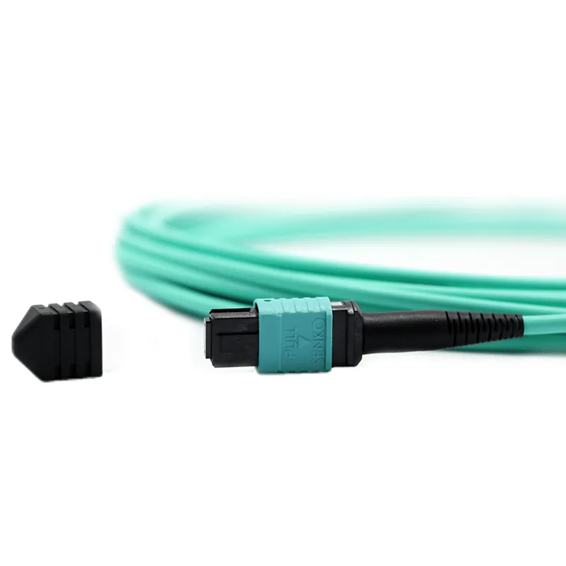 MPO Jumper, MPO-24 UPC (Female) to MPO-12 UPC (Female), 12 Fibers, Multimode (OM3), LSZH, 0.35dB Max, Type A, Aqua-03