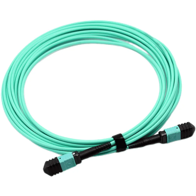 MPO Jumper, MPO-24 UPC (Female) to MPO-12 UPC (Female), 12 Fibers, Multimode (OM3), LSZH, 0.35dB Max, Type A, Aqua-03