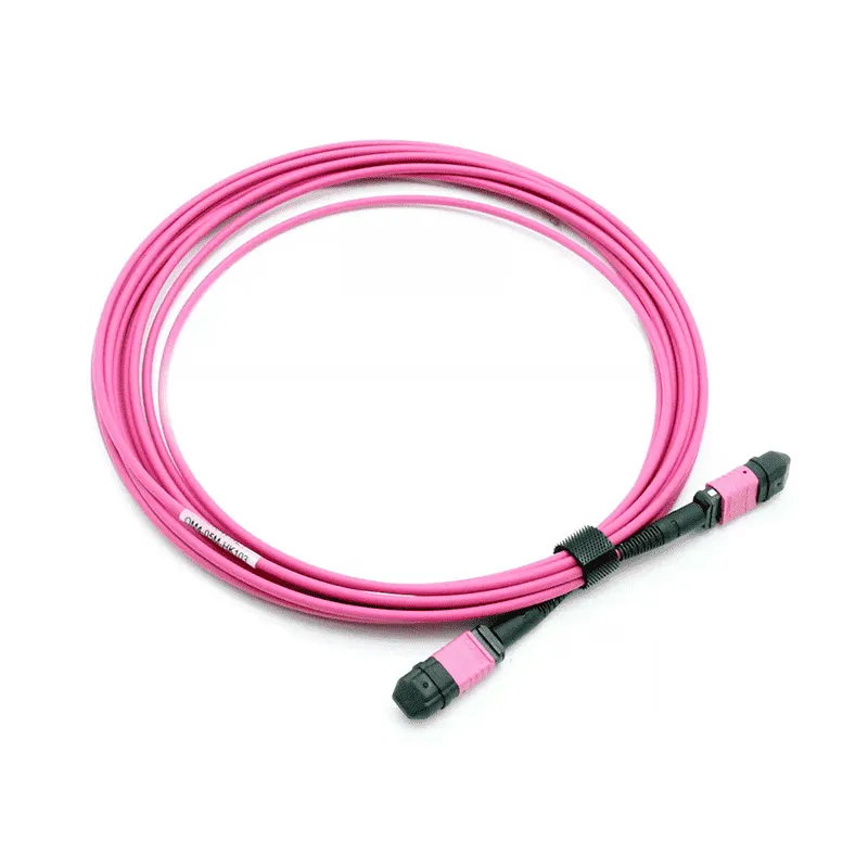 MPO Jumper, MPO-12 UPC (Male) to MPO-12 UPC (Female), 12 Fibers, Multimode (OM4), LSZH, 0.35dB Max, Type B, Magenta