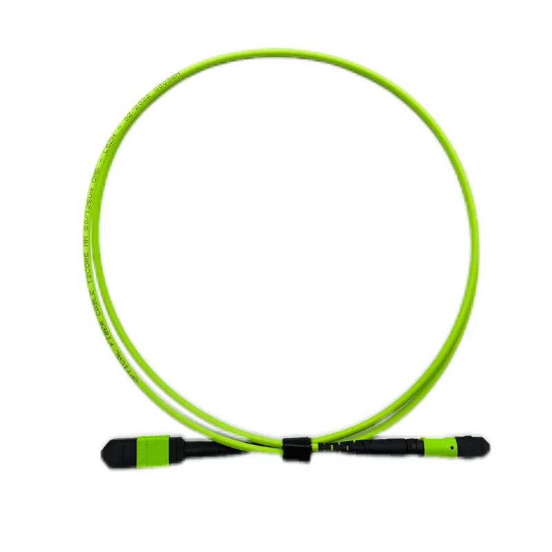 MPO Jumper, MPO-12 UPC (Female) to MPO-12 UPC (Female), 12 Fibers, Multimode (OM5), LSZH), 0.35dB Max, Type B, Lime Green