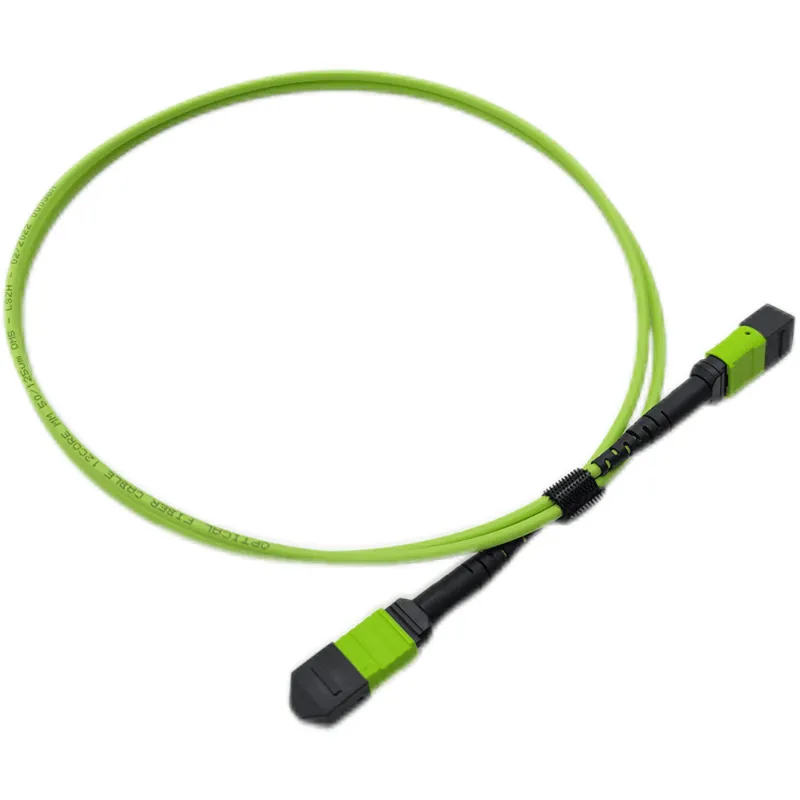 MPO Jumper, MPO-24 UPC (Female) to MPO-24 UPC (Female), 24 Fibers, Multimode (OM5), Plenum (OFNP), 0.35dB Max, Type B, Lime Green