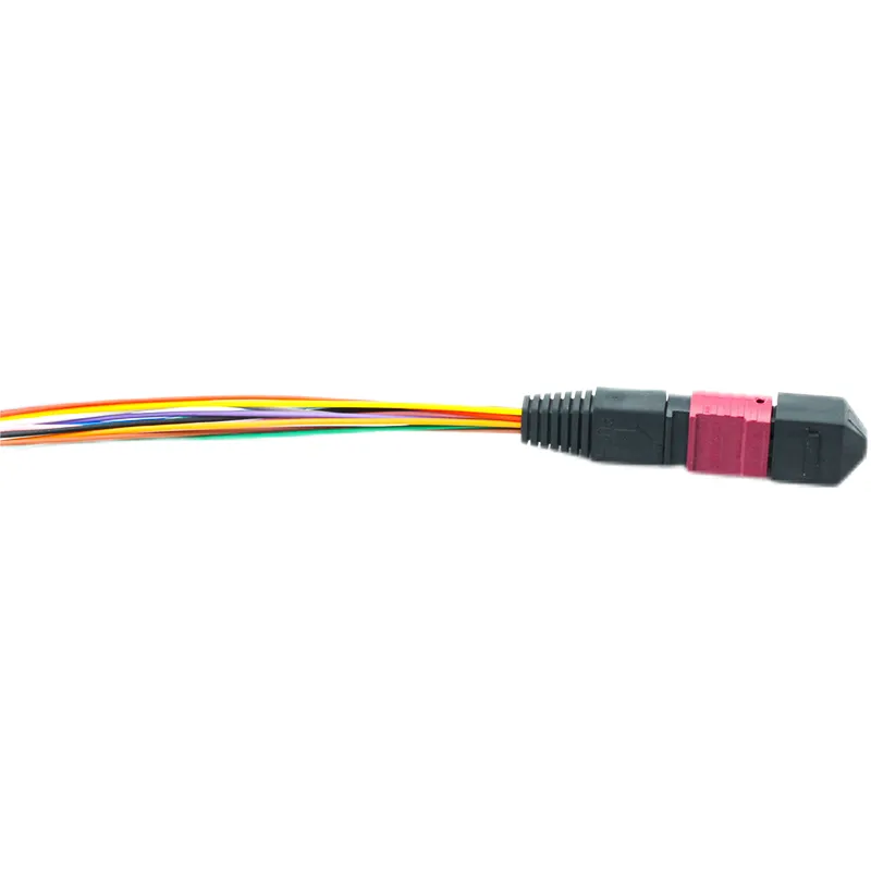 MPO 0.9mm Fan-out patch cable ,MPO-12 UPC (Female) to 12 LC UPC Simplex, 12 Fibers, Multimode (OM4), LSZH, 0.35dB Max,Magenta-01