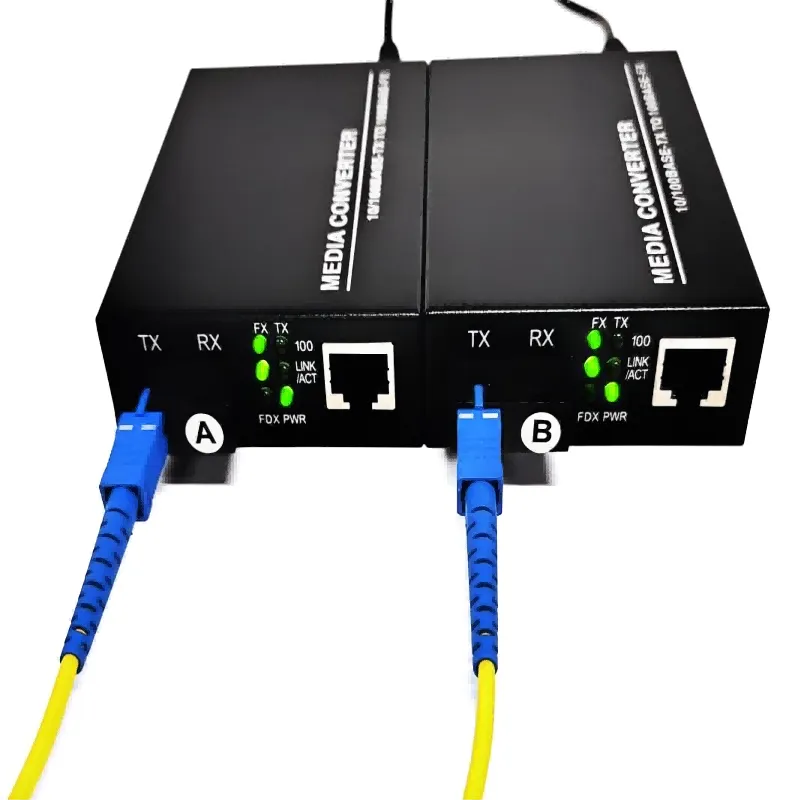 1x 10/100/Base-T RJ45 to 1x 100 Base-X Single Mode SC 1550/1310nm 20km Ethernet Media Converter