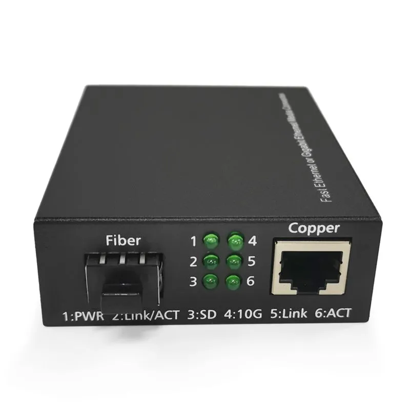 1x RJ-45 to 1x SFP+ port Single Mode  1310nm 10 Gigabit Ethernet Media Converter