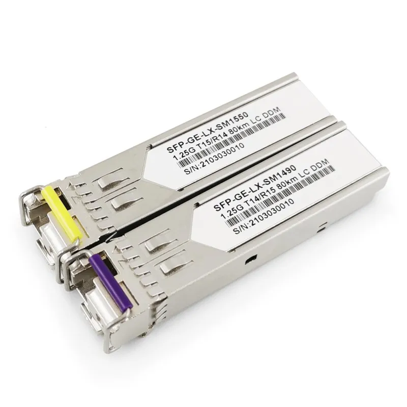 Cisco Compatible SFP 1.25G BiDi 1550nm-TX/1490nm-RX 80km DOM DDM Simplex LC SMF Optical Transceiver Module