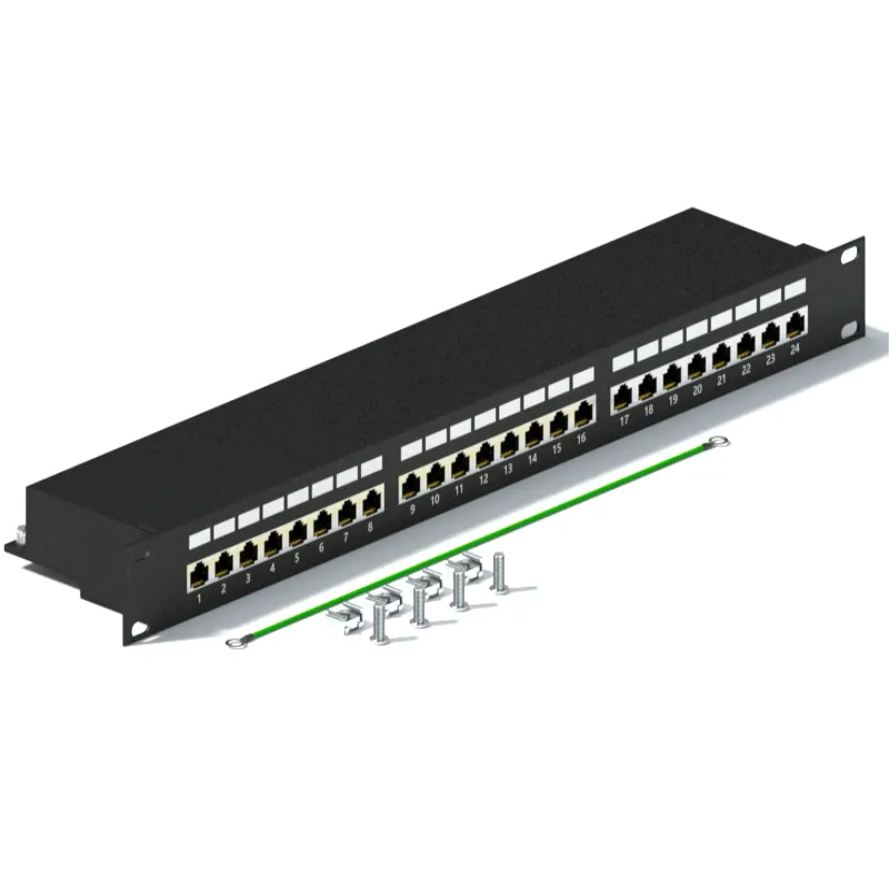 Cat6 Shielded Coupler Patch Panel, 24-Port STP, 1U