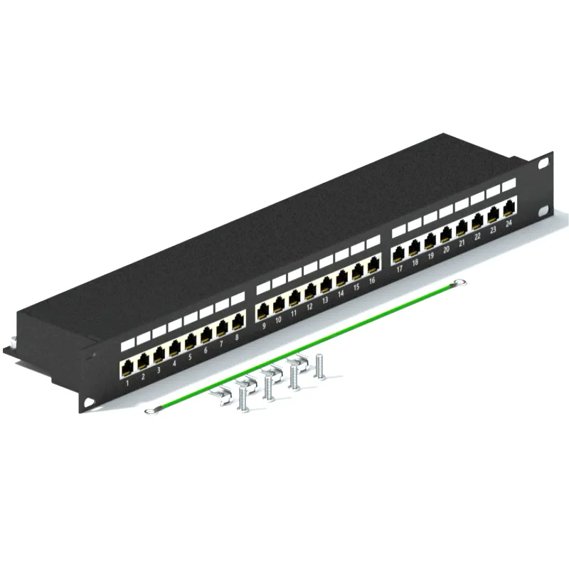 Cat6 Shielded Coupler Patch Panel, 24-Port STP, 1U