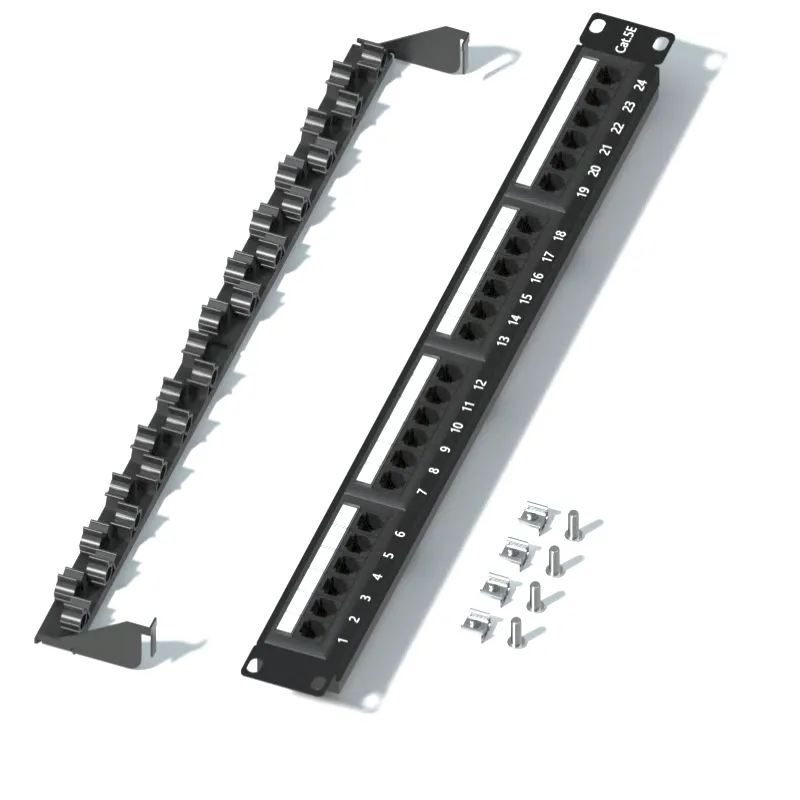 Cat5e Unshielded Coupler Patch Panel, 24-Port UTP, 1U