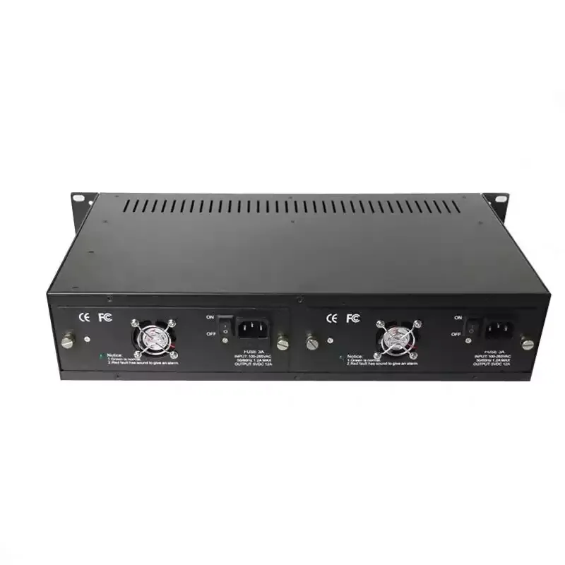 14 Slots Media Converter Chassis, 19'' 2U Rack Mount, Dual Power AC 220V