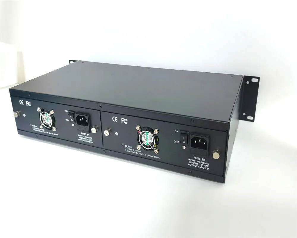 16 Slots Media Converter Chassis, 19'' 2U Rack Mount, Dual Power AC 220V